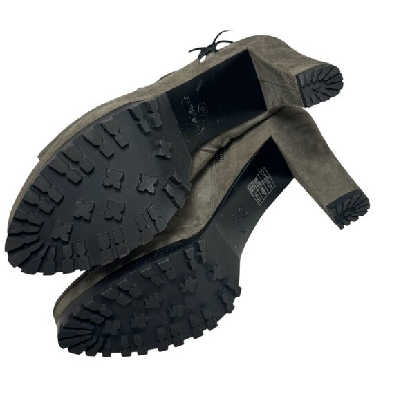 AllSaints Womens Boots Green/gray Olive Suede Micaela Peep Toe Ankle size 10 - Picture 7 of 7